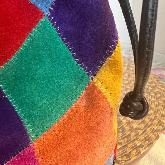 GINO Vintage 80's Suede & Leather Draw String Bucket Bag - Picture 7 of 16